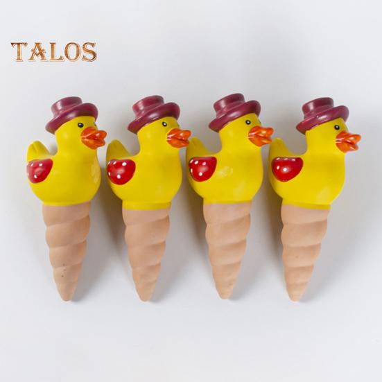 4 Pcs Duck Shaped Self-Watering Spikes Ceramic Watering Globe Automatic Penetrating Waterer for Potted Plants Garden Plants