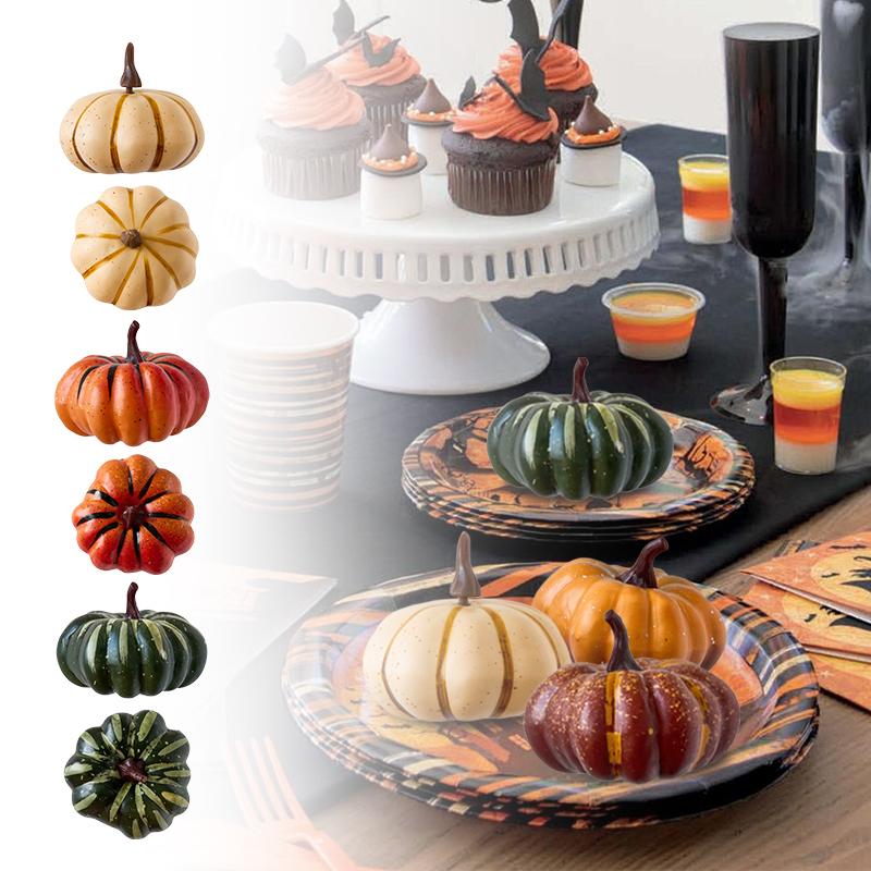 9pcs Artificial Pumpkins Faux Vegetable Ornament for Halloween ,Thanksgiving, Home, Farmhouse Party Decorations, Photo Props