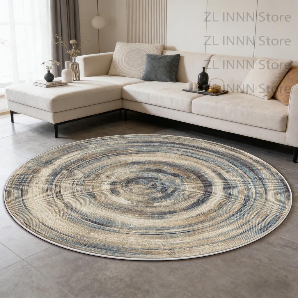 Modern Minimalism Round Living Room Carpet Geometric Decoration Home Striped Tabls Chair Mat Bedroom Non-slip Washable Plush Rug