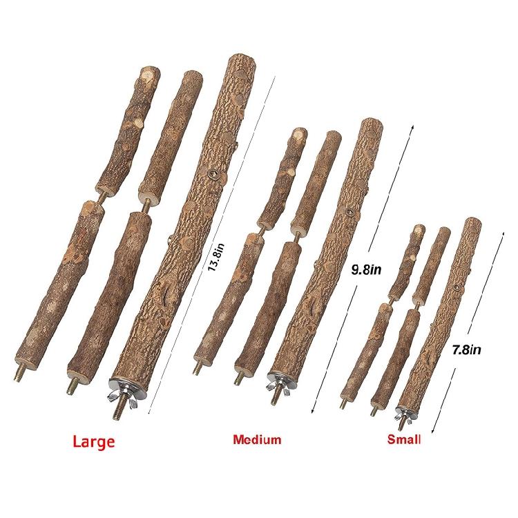 Bird Perch Set Natural Wood Stand Parakeet Toys Multi Branch Bird Cage Accessory