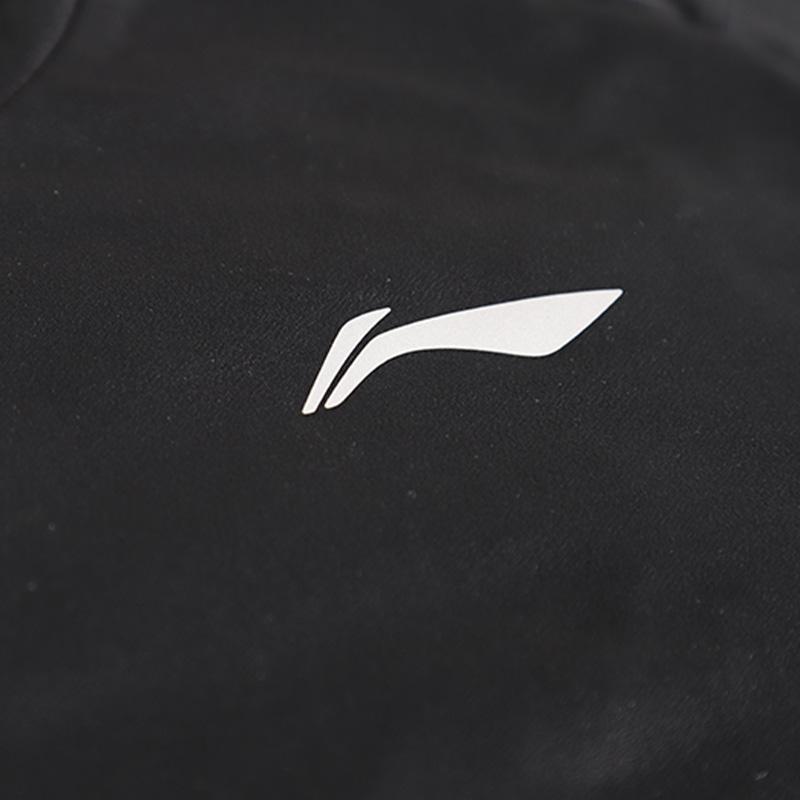 Li-Ning Letter Print Round Neck Loose Fit Drop Shoulder Breathable Straight Cut Fashion Short Sleeve T-Shirt Men Tops Black YTSU163-3