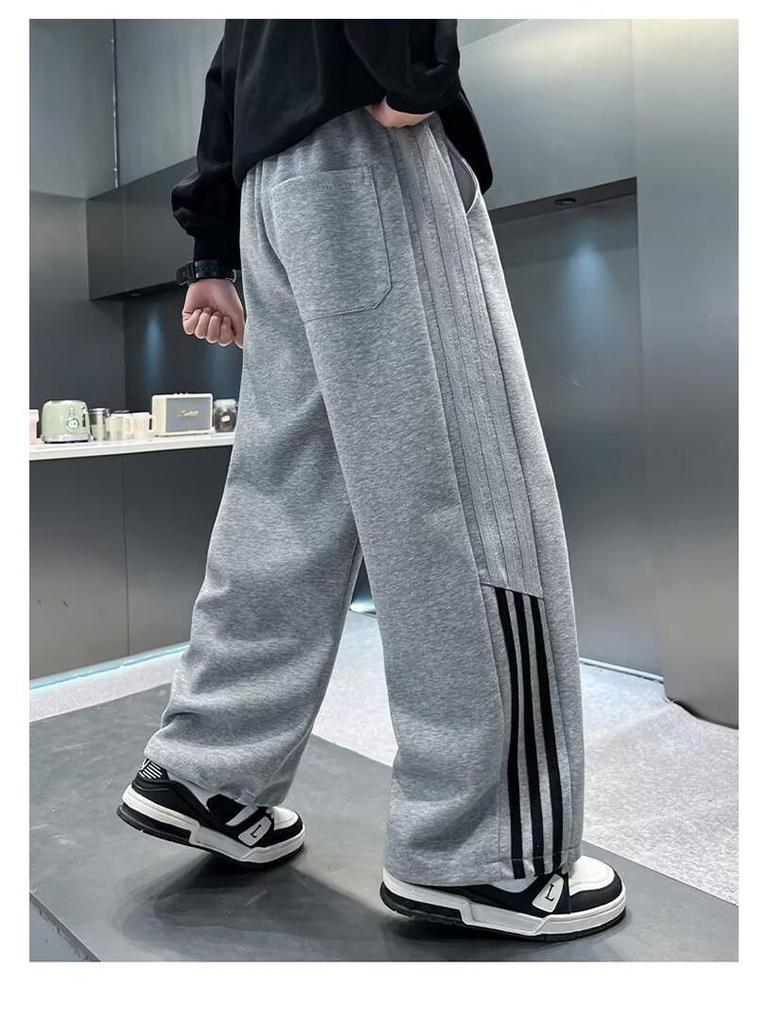 Boys' Casual Sports Sweatpants, 2025 Spring/Autumn Collection, Thickened Velvet, Loose Fit for Youth