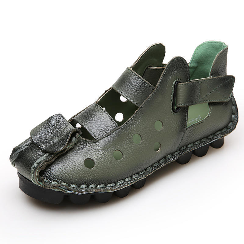 Sommer-weicher Boden, flach, echtes Leder, Damen-Schuhe, Freizeit-Damen-Sandalen