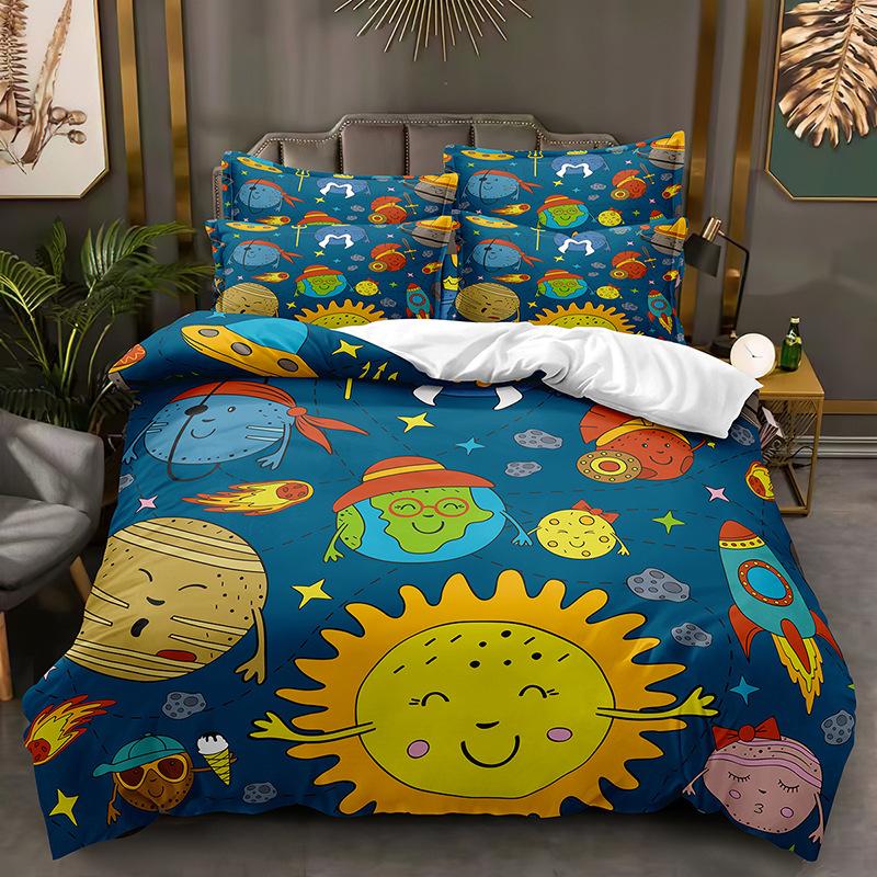 3D Space Cartoon Pattern Bedding Set Kid Boys Baby Quilt Cover Pillowcase 2/3pcs Single Double Bed Cover Gift Bed Set
