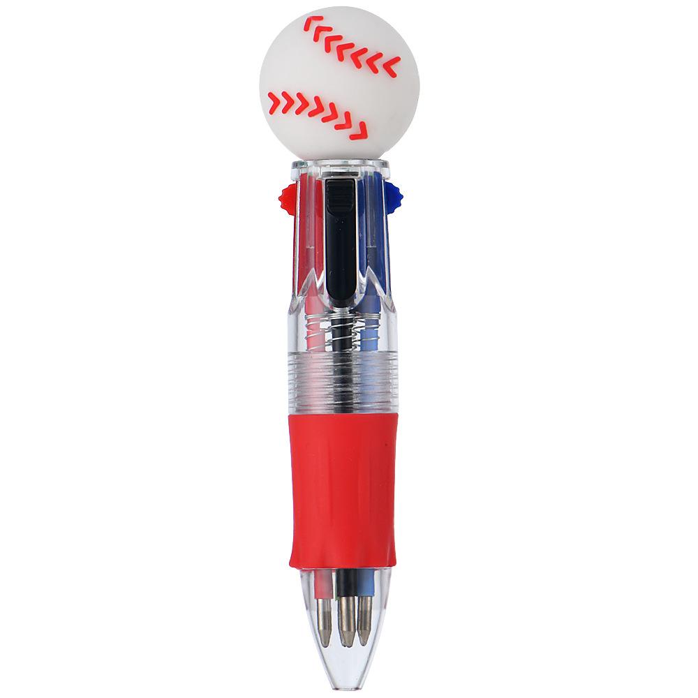2pcs Cute Football Basketball Rugby Shaped Four-Color Ballpoint Pen, Cartoon Multicolor Mini Journal Short Pen
