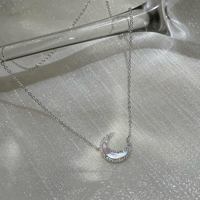 

ANENJERY Moon ожерелье для женщин белая ракушка блестящая цепочка на ключицы ожерелья для вечеринок ювелирные изделия серебряный