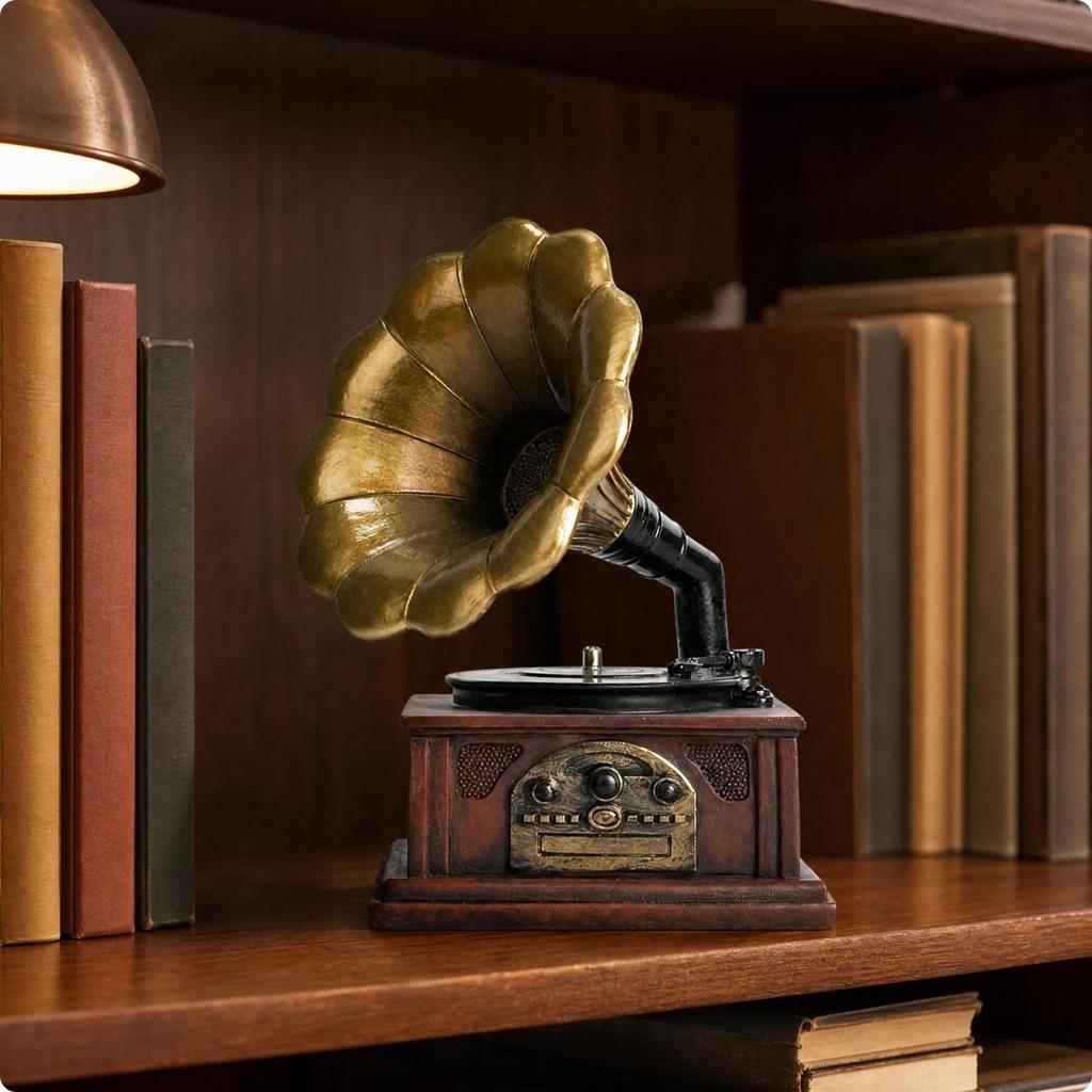 GramophonesStyle Decorative Figurine Desktop Gramophones Ornament Finish Records Player