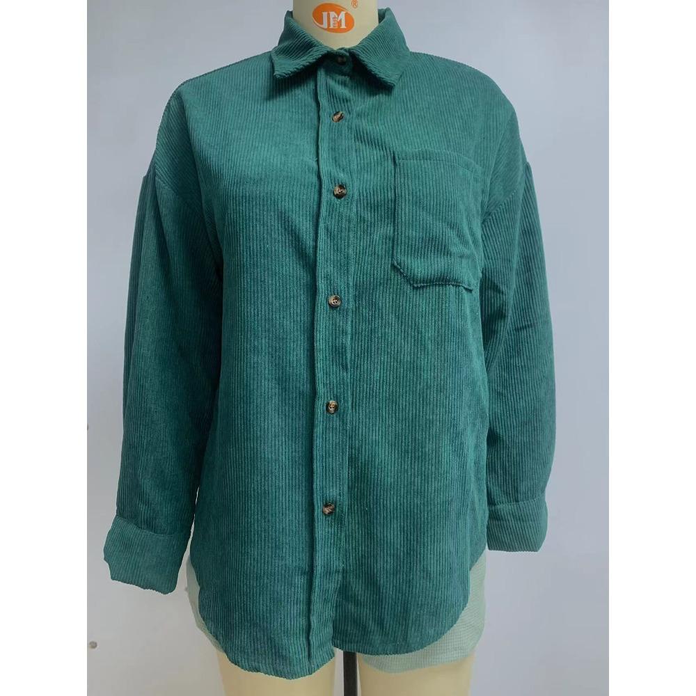 Autumn and Winter Loose Casual Corduroy Women's Blouses & Shirts