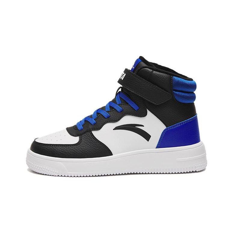 Anta Kids Comfortable Fleece Warm Versatile Casual Lightweight Shock Absorbing High-Top Sneakers Kids Sneakers Blue Black White A312246932J-1