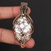White Howlite Gemstone Pendant Handmade Copper Wire Wrapped Boho Necklace Unique Statement Jewelry for Women & Men