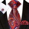 Red Striped Paisley Solid Floral Wedding 8CM Tie For Men Design Mens Necktie Hanky Cufflink Set For Daily Wear Business Party