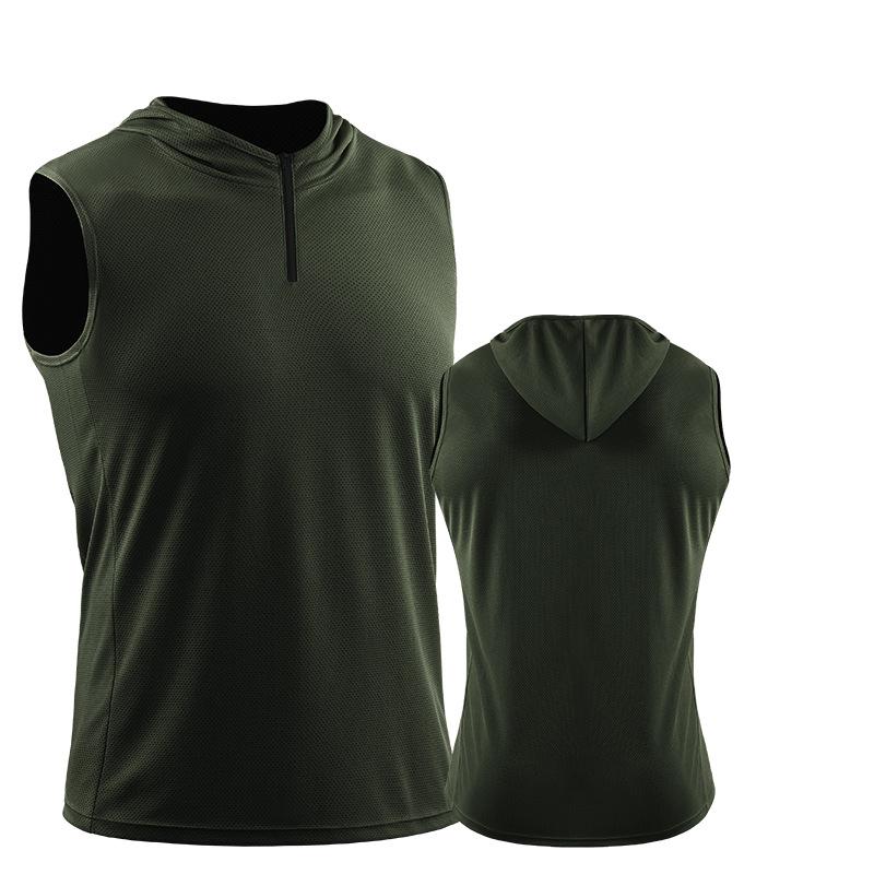 

Мужские жилеты, майки, толстовки с капюшоном, рубашки без рукавов, компрессионные спортивные блузки для бега, топы для фитнеса, одежда для спортзала, тренировочная майка 3XL зелёный