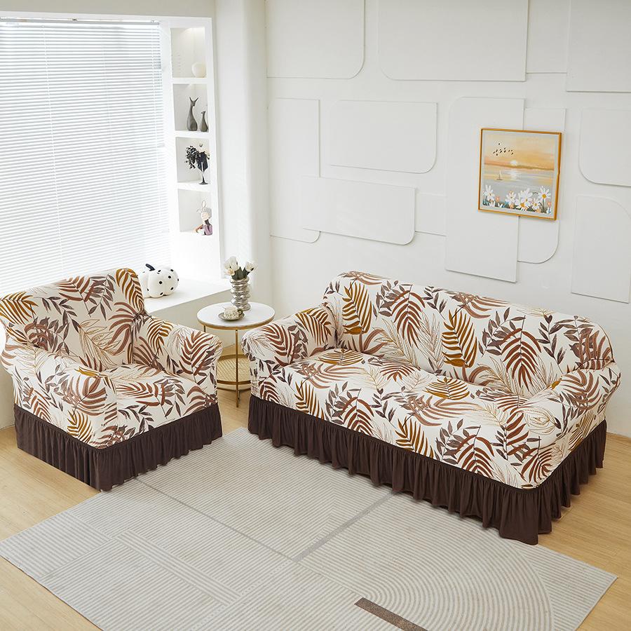 Annual Printed Skirt Sofa Cover, Universal Multi-Functional Living Room Dirty Cover, Non-Slip Sofa Cover