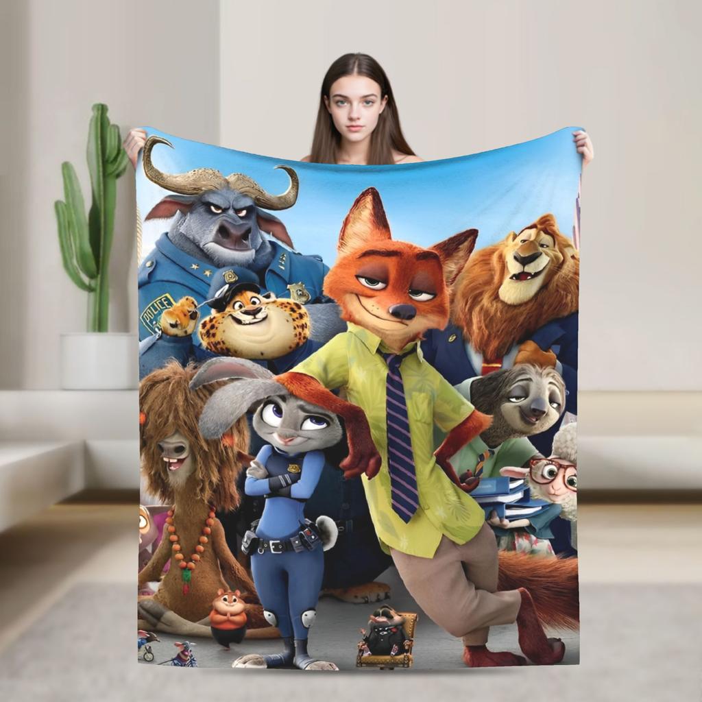 Anime Zootopia Cartoon Blanket  Soft Warm Comfortable Plush Throw Blanket For Home Decor Travel Flannel Bedspread Bed Cover