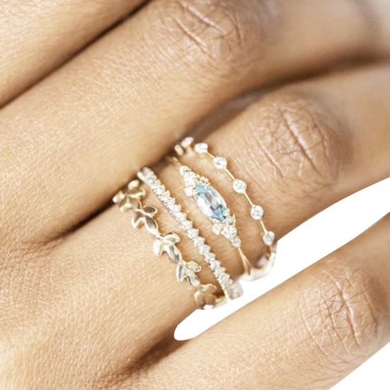 

4 шт./компл. женское кольцо со стразами, циркон, цветок, диадема из сплава, ювелирный подарок