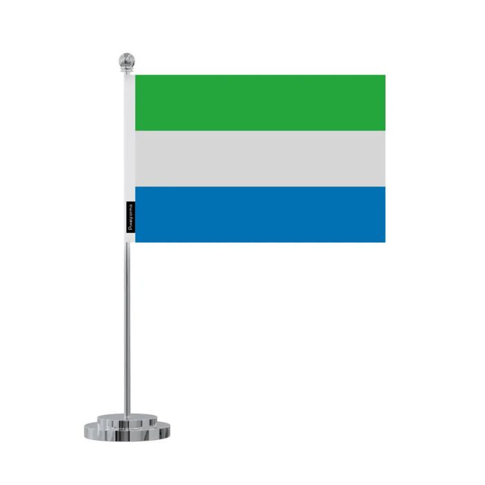 Drapeau de Bureau - Sierra Leone - 14 x 21 cm - Polyester - Otisk recto/verso - Acier neoxidovatelné