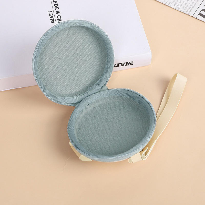 Foldable Round Sunglasses Storage Case Retro Fashion Beige Eyeglasses Pouch Eva Folding Glasses Case Portable Storage Bag