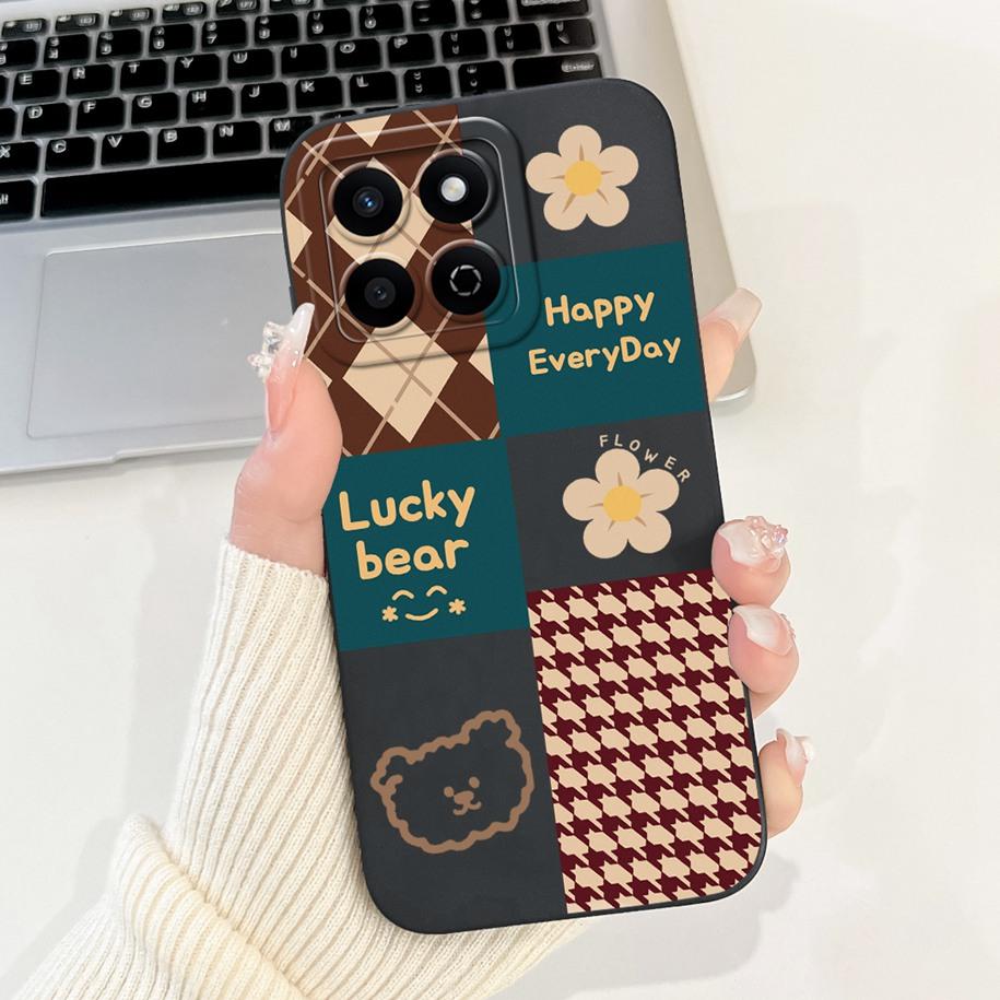 Shockproof Case For Honor X7c Cover HonorX7c 4G Funda Fashion Bowknot Marble Soft Liquid Silicone Cases For Honor 200 Smart Etui