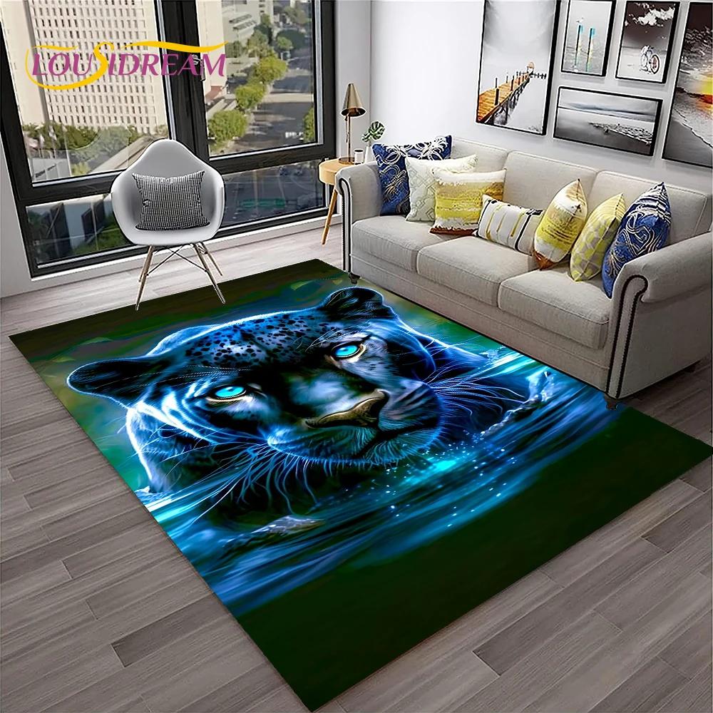 Leopard Cheetah Animals Cartoon Carpet Rug for Home Living Room Bedroom Sofa Doormat Decor,Kid Play Area Rug Non-slip Floor Mat