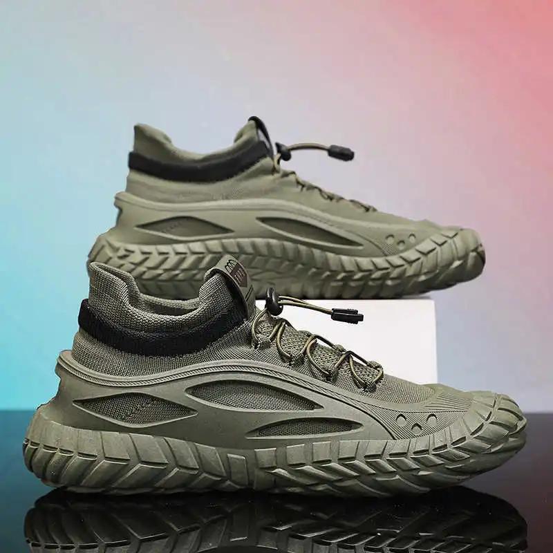 Fashion Lace Up Plataform Men's Sneakers Size 48 Woven Novelty Shoes Black Spring Sport Street Casual Trnis Popular Goods Cute