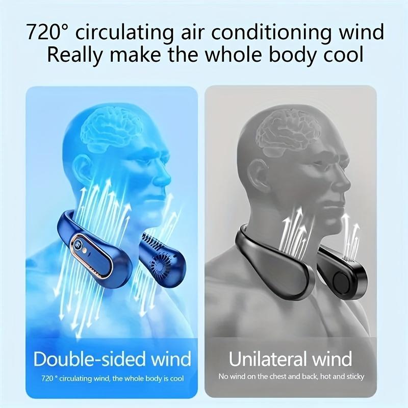 1pc, Mini Portable Bladeless Hanging Neck Fan, LED Light, Long-Lasting Cooling, 8H Battery Life, 7000mAh Rechargeable, Up and Down Double Ventilation