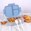 Lunchbox Mikrowellengeeignet Tragbar Fächer Lebensmittelbehälter mit Besteck Auslaufsicher Rutschfest