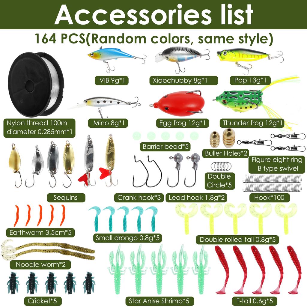 Mixed Fishing Lure Kits Lifelike Fake Fishing Bait Tackle Fast Starting Fishing Lure Sets with Storage Boxes Suitable for Ponds