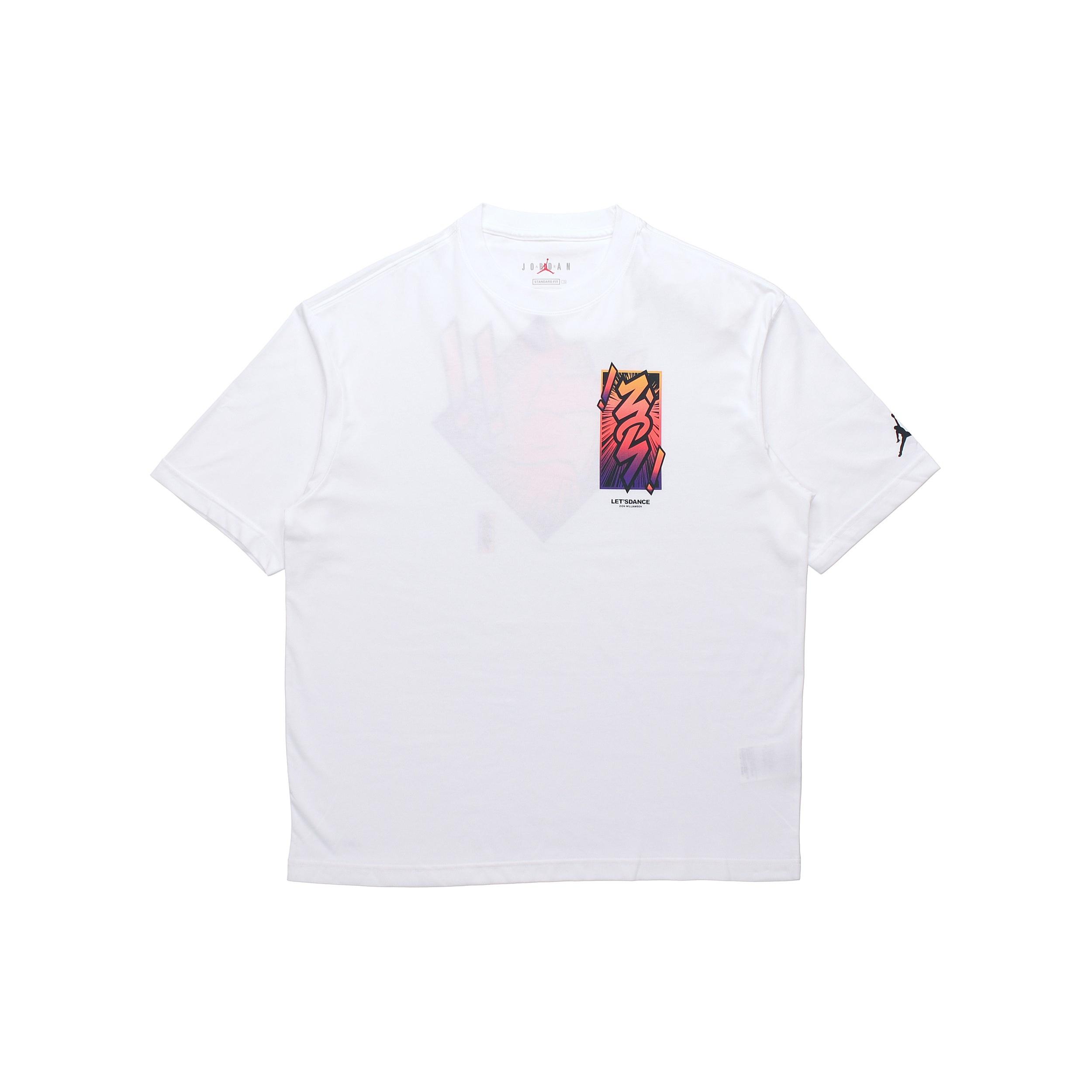 Air Jordan Dri-FIT Zion Basketball Sports Printing Knit Round Neck Short Sleeve White Men s DH0593-100 XXXL