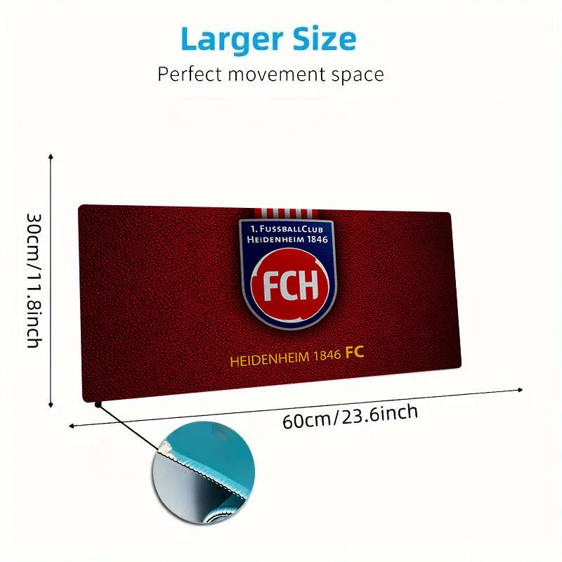 FC Heidenheim Mauspads, Große Gaming-Schreibtischmatte, Rutschfestes XXL-Mauspad für Laptop & Tablet, Mini-PC-Spielmatte mit Genähten Kanten