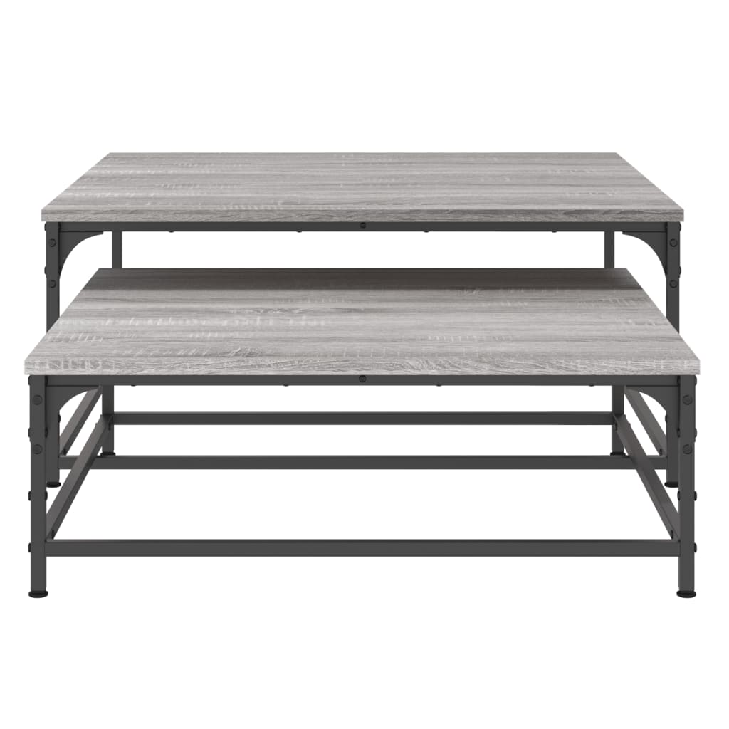  Slotted Tables, 2 Pcs, Grey Sonoma Oak