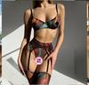 European & American Tie-Dye Colorful Mesh Lingerie Set - Sexy 5-Piece Collection for Women