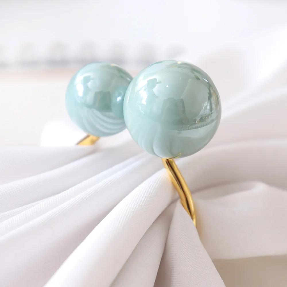 

Elegant Pearls Napkin Rings Gold Christening Bangle Metal Napkin Holder Wedding Gift Bridal Shower Decor Party Supplie