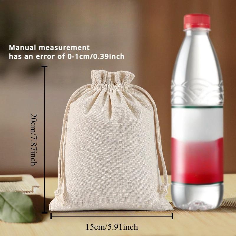 

10pcs Drawstring Pocket Gift Bags - Dustproof Polyester Storage with Elastic Waistband,Beige for Home & Outdoor Organization
