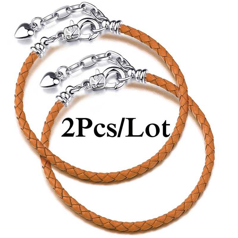 2 szt./partia Specjalna Oferta Skórzane Bransoletki Łańcuszkowe Pasują do Ręcznie Robionych Koralików Bransoletki z Charmsami Dla Par Pulsera Biżuteria Dla Kobiet Mężczyzn Hurtownia