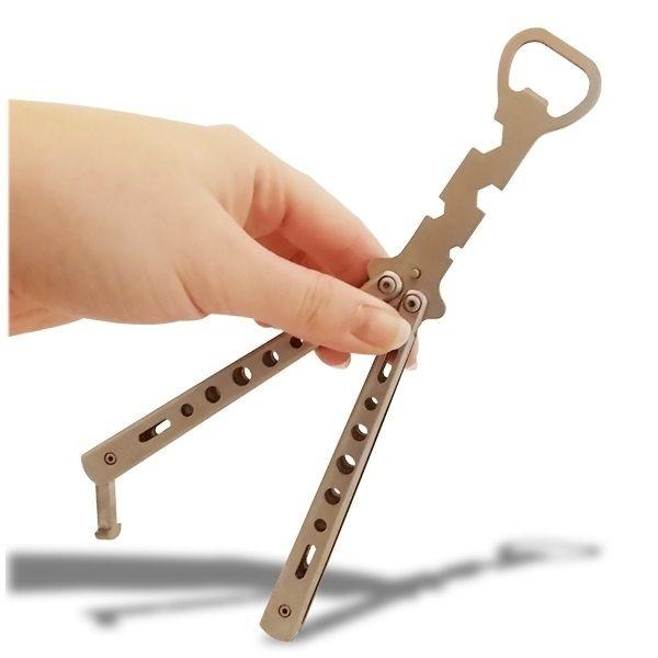 Décapsuleur en forme de couteau papillon noir