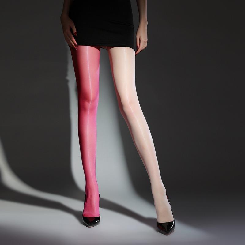 Cross Sheer Stockings Women Ultra Thin Sexy Glossy Shiny Pantyhose Temptation Open Crotch Seamless Tights Ladies Smooth Hosiery
