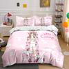 Pink Bunny Girl Cartoon Design Bedding Duvet Cover Set Duvet Cover Pillowcases (1*Duvet Cover 2*Pillowcases, Without Duvet Insert)