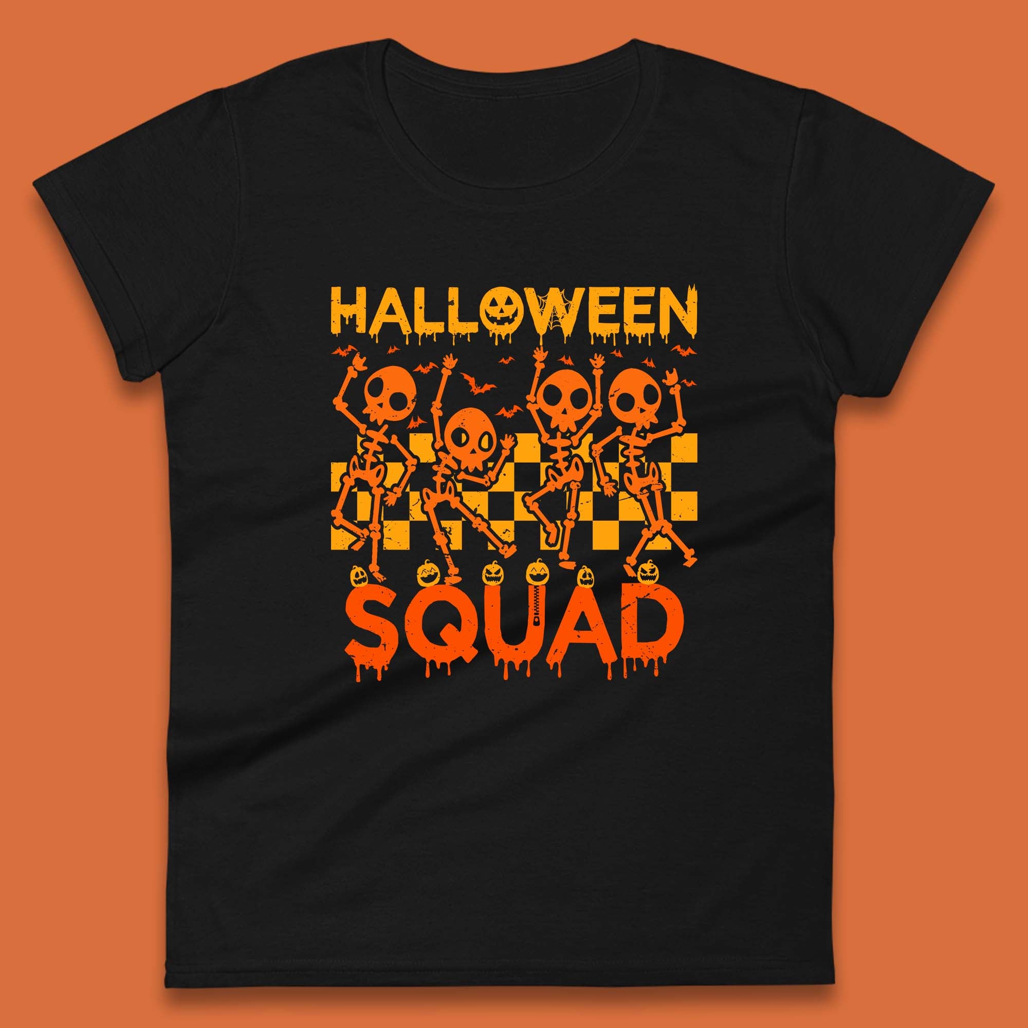 Halloween Squad Dancing Skeletons Squad Goals Dancing Halloween Skull Womens Tee T Shirt Mens Tops Unisex Top 4XL