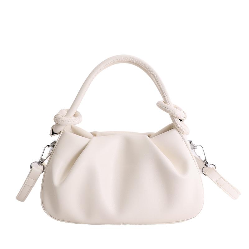 High End Trend Solid Color Pleated Design Messenger Bags Women Simple Temperament PU Leather Shoulder Bag Exquisite Handbags