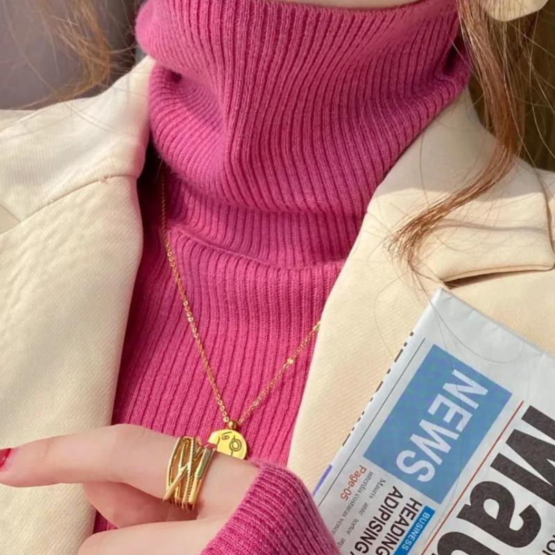 Solid Half High Collar Base Pullover Sweater for Women Autumn and Winter New Knitted Sweaters Long Sleeve Slim Fit Casual Woman Jumpers Tops 25055