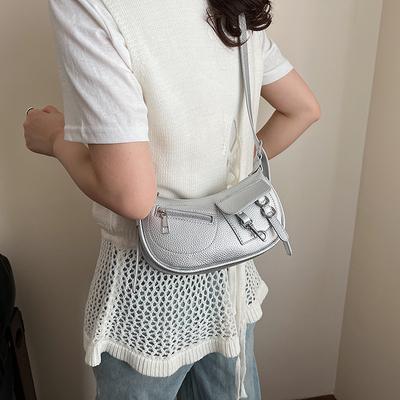 Einfache Lokomotive Stil Ein Schulter Unterarmtasche Damen Sommer 2025 Neu Litschi Muster Mode Crossbody Knödeltasche