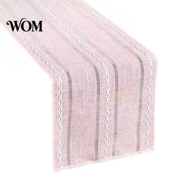 Camino de Mesa Versátil Algodón Lino para Mesa de Comedor, Minimalista Nórdico Escritorio Largo Línea Geométrica Cocina Café Té Decoración Natural Rústica para el Hogar