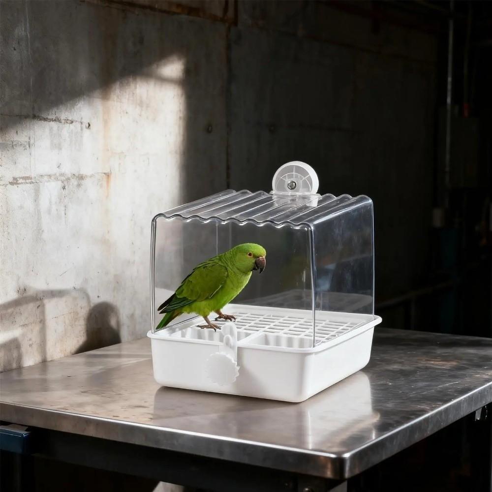 Transparent Birdbath Feeder Multi-functional Parakeet Shower Bird Bathtub for Parrots Lovebirds