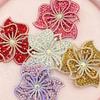 A New Style Six-petal Flower with Hot-fix Rhinestones and Sequins, a DIY Patch for Decorating Shoes, Hats, and Clothing Accessories