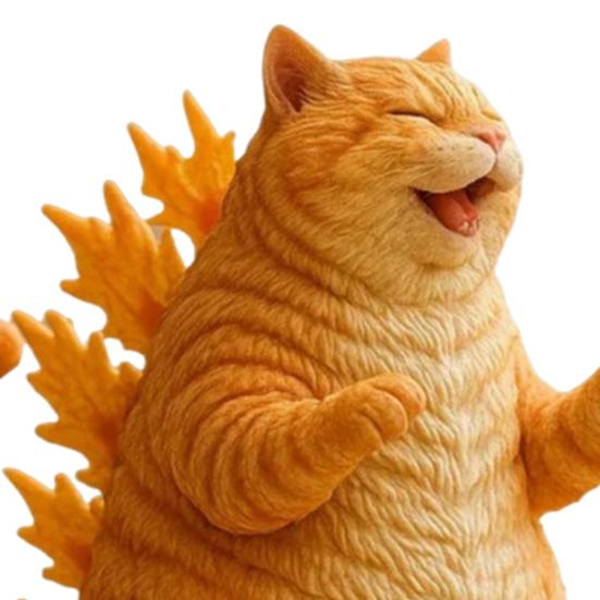 1/2Pcs Roaring Cat Figurine Dinosaur Kitten Resin Statue Cartoon Animal