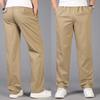 New Summer Men's Cotton Casual Pants Plus Size Overalls Men's Breathable Comfortable Sweat Absorption Solid Color Business Straight Pants