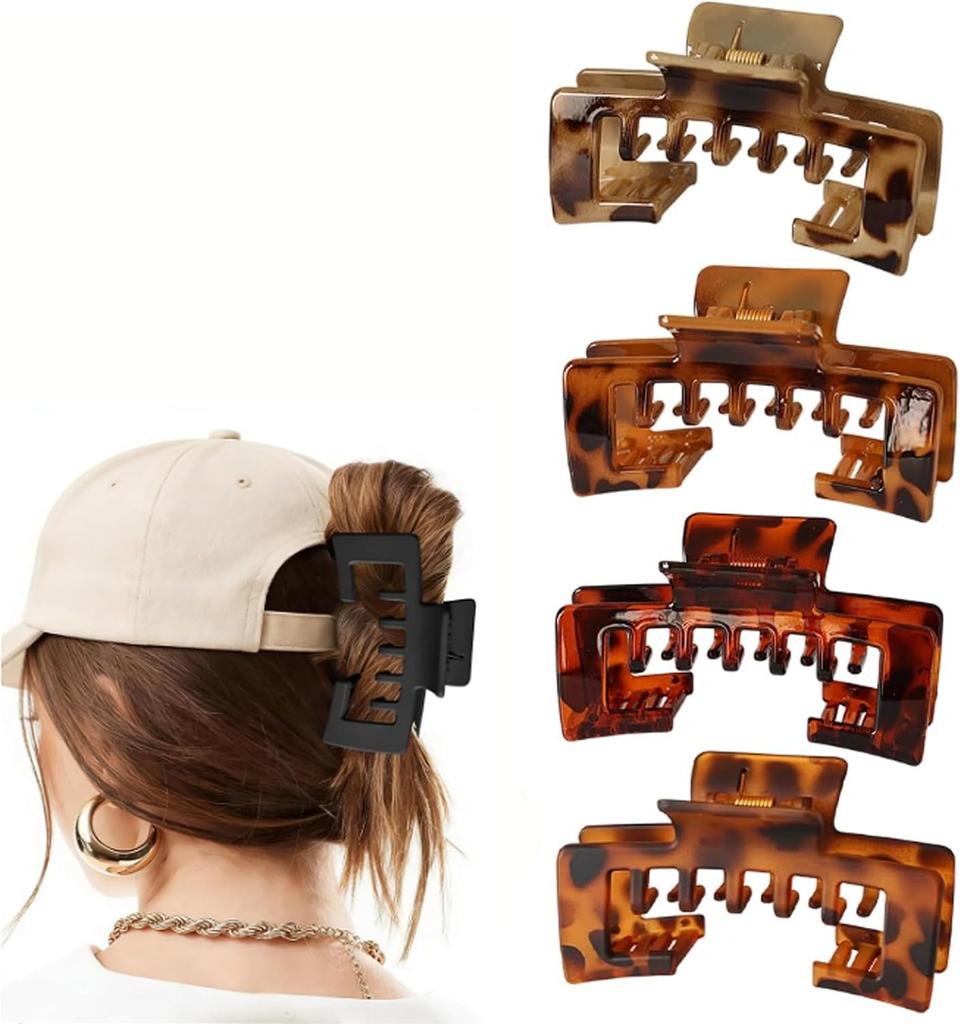 Large grab clip shark clip on the back of the head hat available hairpin leopard print glossy matte texture grab clip glossy leopard print light