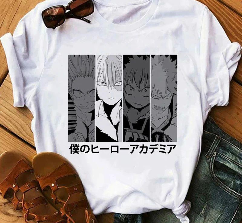 Japanese Anime My Hero Academia Graphic Fun Print T Shirt Fashion Women Retro Cotton T-shirt  Summer Loose Y2K Top T-Shirt