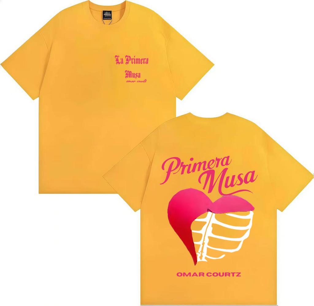 Singer Omar Courtz Primera Musa 2025 Heart Humor T Shirt Men Tops Gothic Short Sleeve T Shirt Summer Oversized Tshirt Streetwear