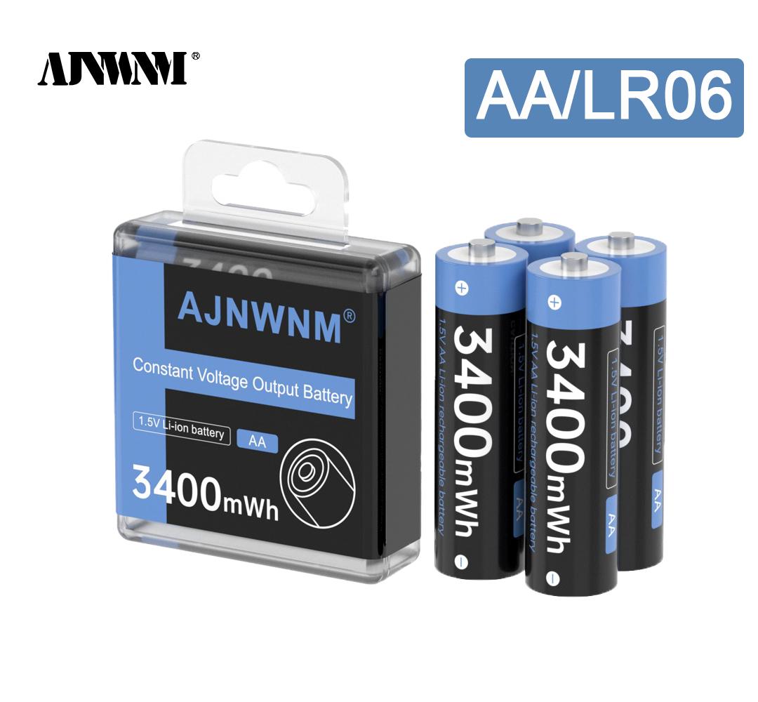 

AJNWNM 1.5V AA литий-ионная аккумуляторная батарея 3400mWh батарея AA 1.5V для часов, игрушек, камер, аккумуляторная батарея AA 1.5V